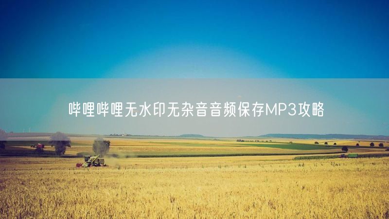 哔哩哔哩无水印无杂音音频保存MP3攻略