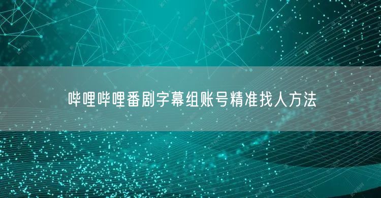 哔哩哔哩番剧字幕组账号精准找人方法